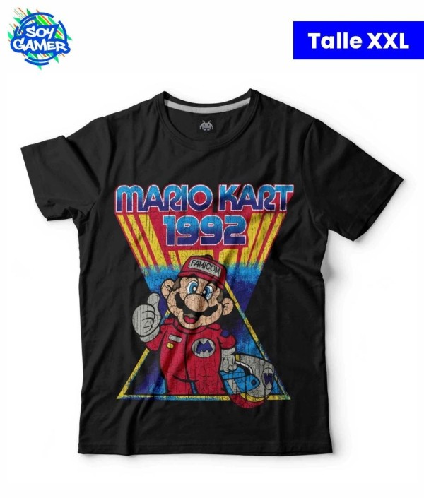 Remera RU211 Mario Kart 1992 Negra XXL