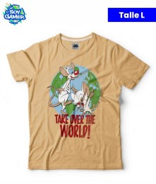 Remera Pinky y cerebro Durazno L