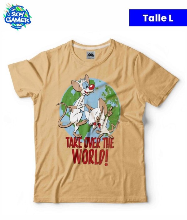 Remera Pinky y cerebro Durazno L