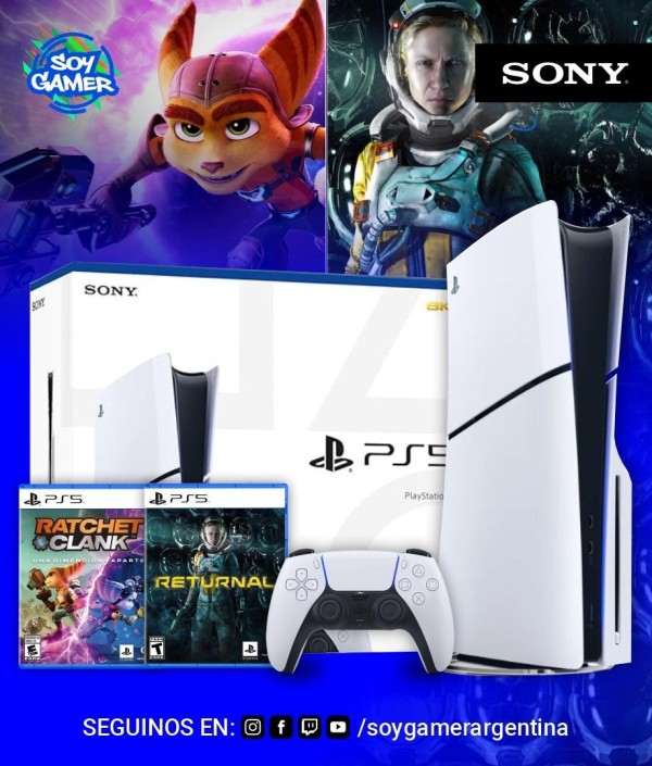 Consola Playstation 5 SLIM con lectora + Returnal + Ratchet and Clank (FISICOS]