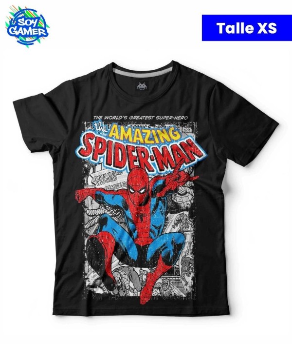Remera RU222 Amazing Spiderman Comic Negra XS