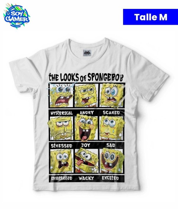 Remera Bob Esponja Estados de animo Blanca M