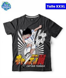 Remera RU297 Capitan Tsubasa patada Gris Topo XXXL