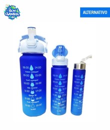 Botella Motivacional x3 Varios Colores