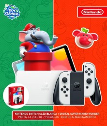Consola Nintendo Switch OLED Blanca 64GB + Mario Wonder DIGITAL