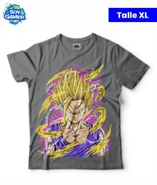 Remera RU214 Gohan SSj con violeta Gris XL