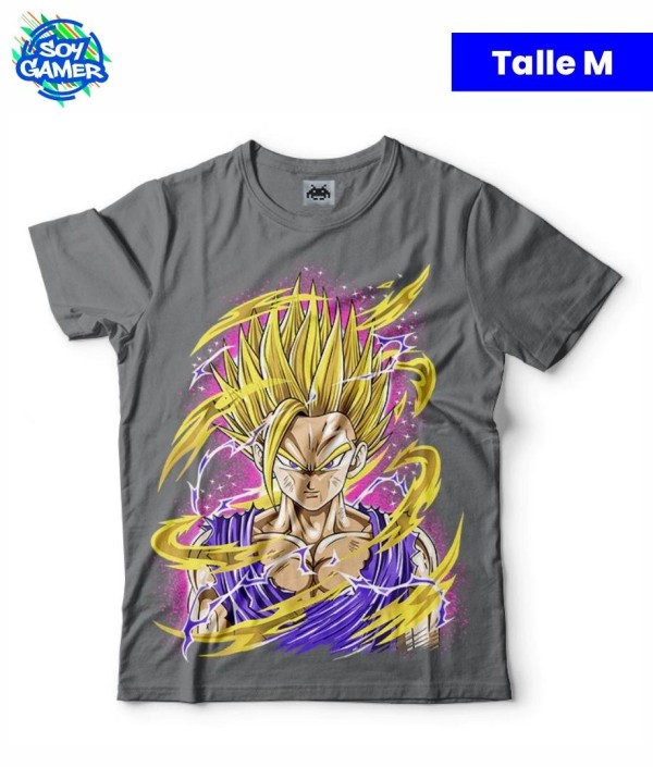 Remera RU214 Gohan SSj con violeta Gris M