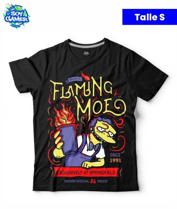 Remera Llamarada Moe Negra S