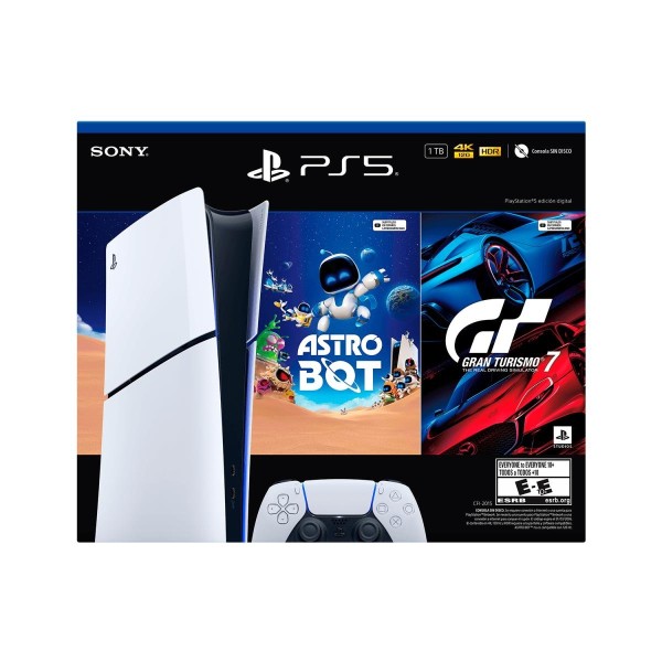 Consola Playstation 5 SLIM DIGITAL 825GB + Gran Turismo 7 + Astro Bot (Voucher]